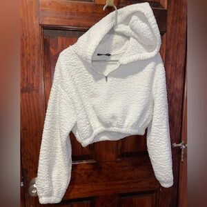 SHEIN White Textured Jacket Sherpa Womens Small Half Zip